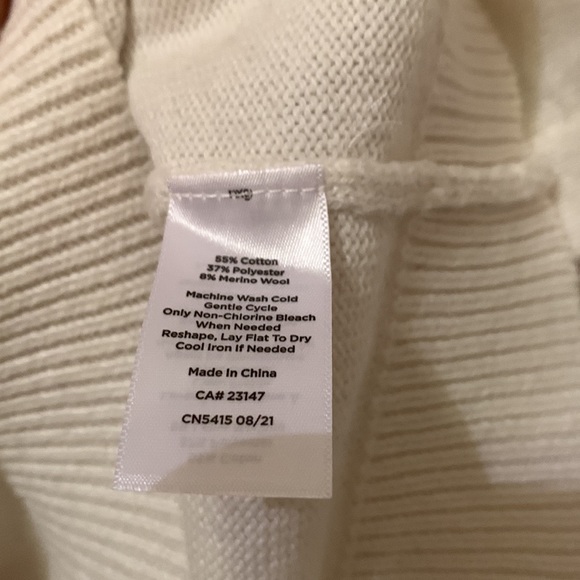 Talbots Nordic Wool Blend Crewneck Sweater in Purple Cream Fair Isle Petite New - Picture 4 of 6